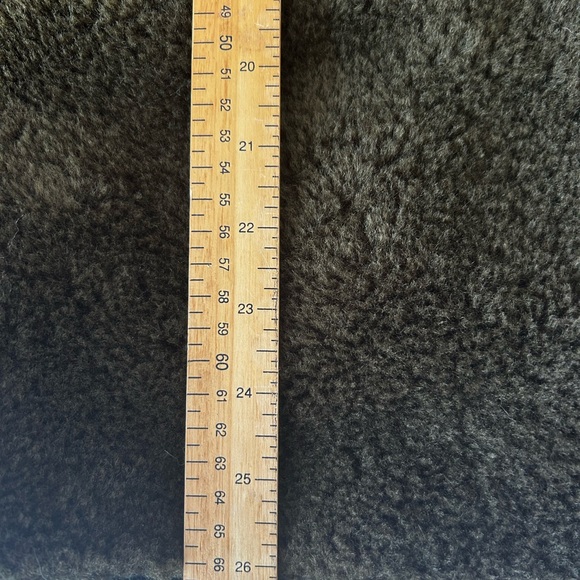 Mango Olive Green Shearling Jacket S Black leather lining and details - Picture 8 of 11